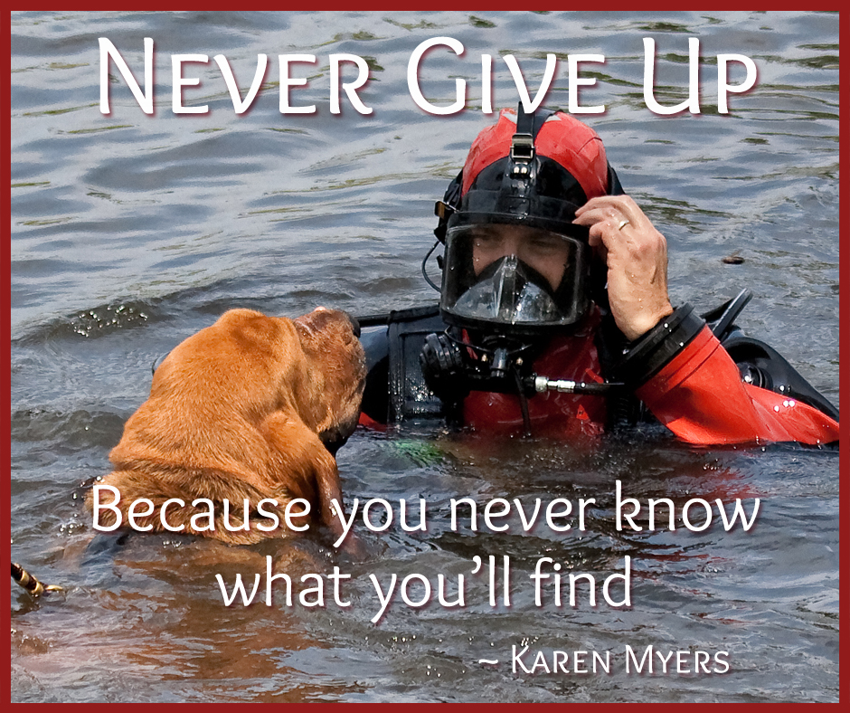 Image of bloodhound discovering diver